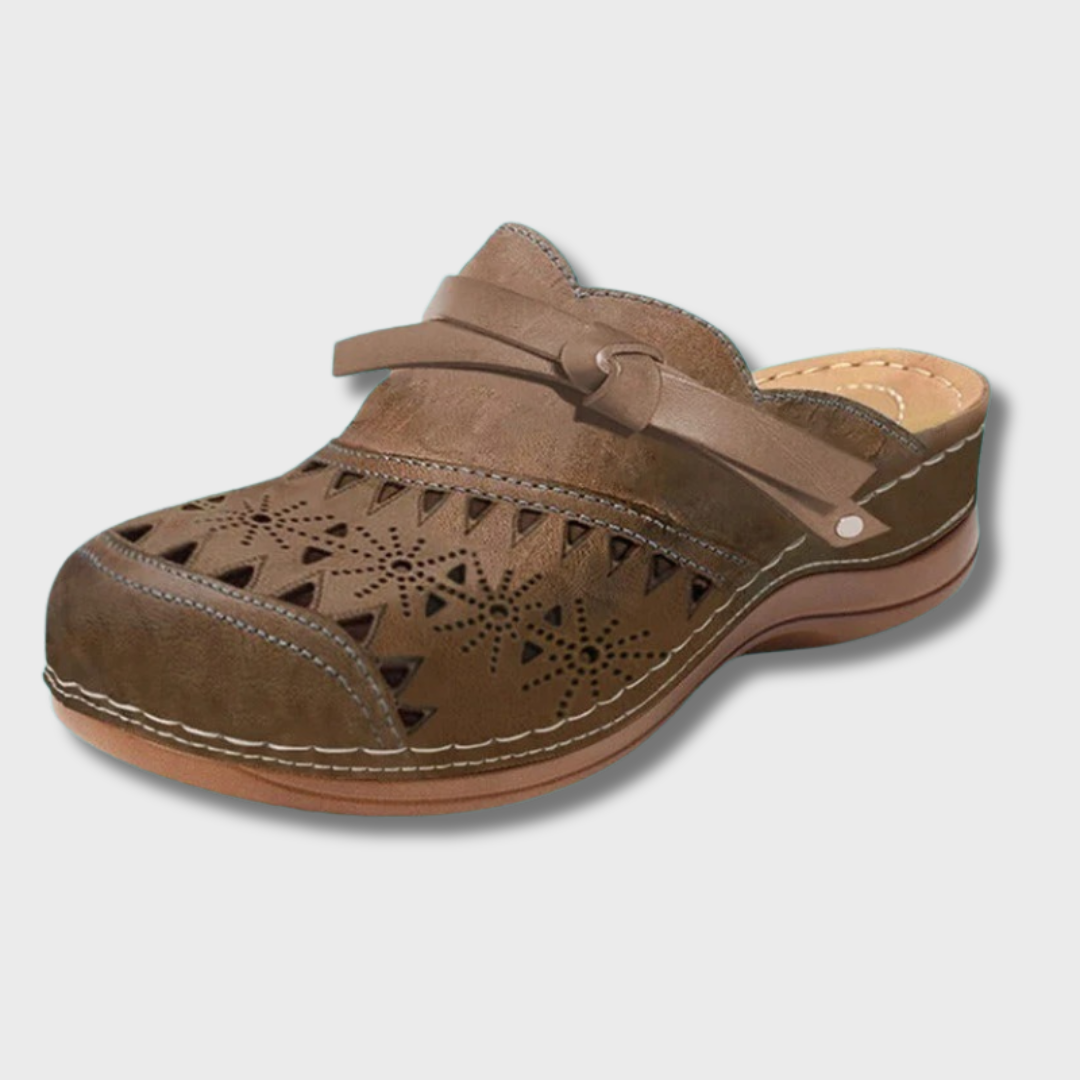 Women's Mules | Hollow-Out Design Flat Bow Closure