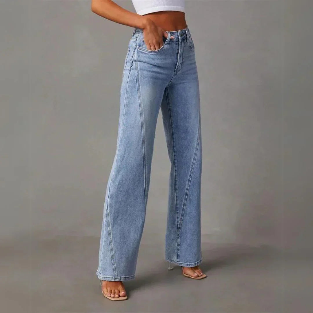 Women's Wide Leg Jeans | High Rise Straight Denim Long