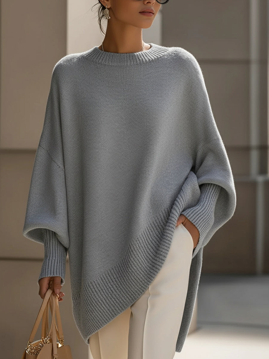 Women's Wool Sweater | Oversized Knit Crew Neck Drop Shoulder