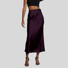 Women's Satin Skirt | Midi Length High Waist Fishtail