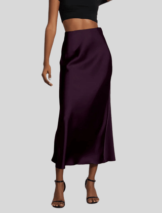 Women's Satin Skirt | Midi Length High Waist Fishtail