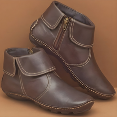 Women's Boots | Leather Ankle Zip Closure Padded Sole