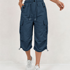 Women's Capri Pants | Cargo Pockets Drawcord Relaxed Fit