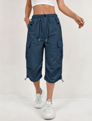 Women's Capri Pants | Cargo Pockets Drawcord Relaxed Fit