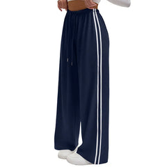 Women's Palazzo Pants | Wide Leg Drawstring Stripe