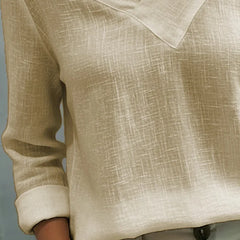 Women's Long Sleeve Top | Off Shoulder V Neck Relaxed Fit