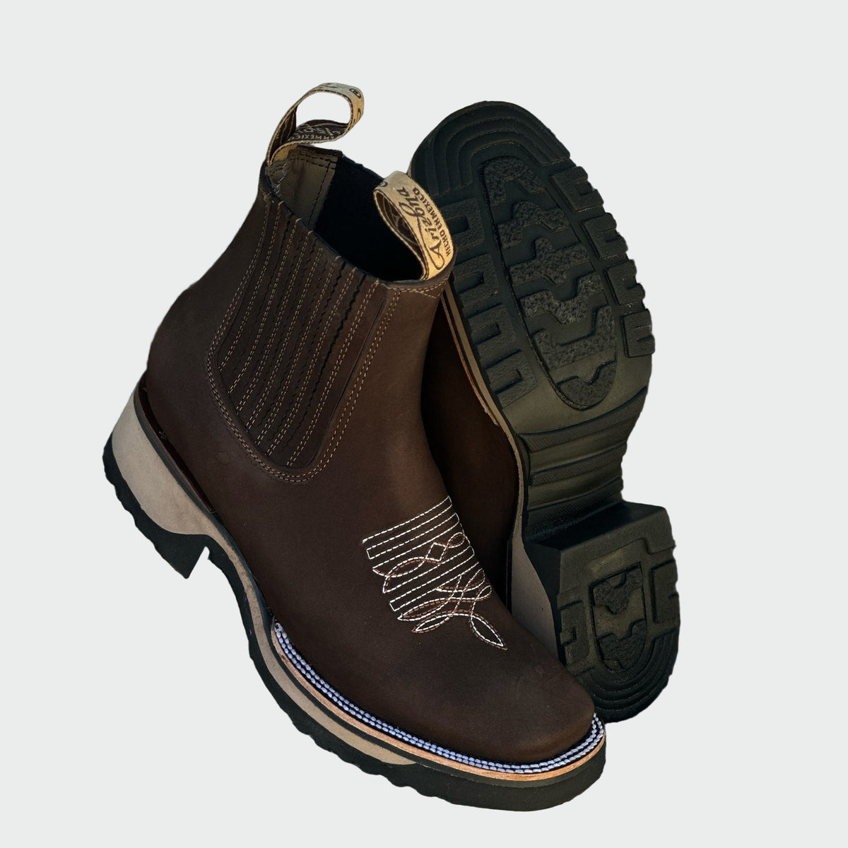 Women's Cowboy Boots | Round Toe Chunky Heel Leather Embroidered