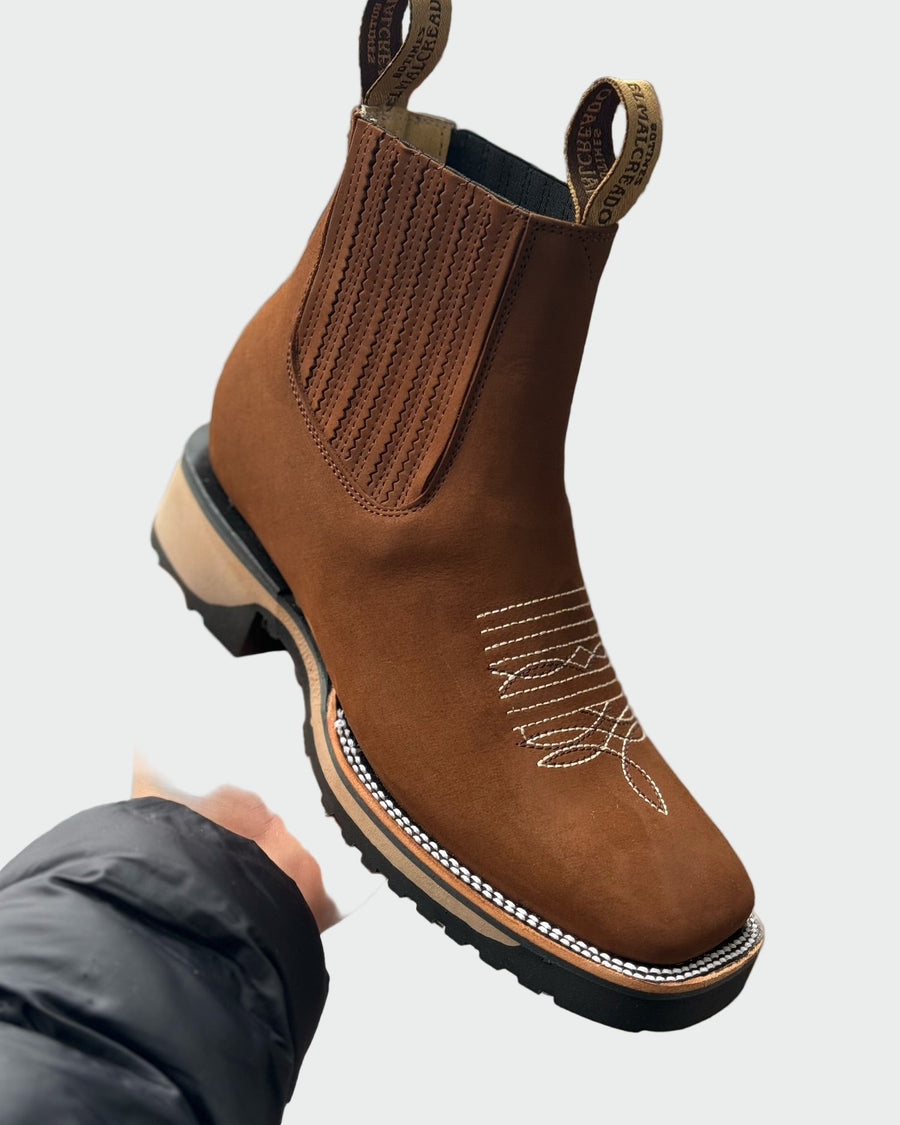 Women's Cowboy Boots | Round Toe Chunky Heel Leather Embroidered