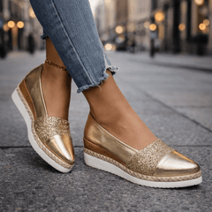 Women's Wedge | Glitter Upper Slip On Flatform Sole Pointed Toe