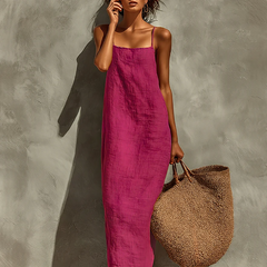 Women's Cotton Dress | Maxi Square Neck Spaghetti Sleeveless