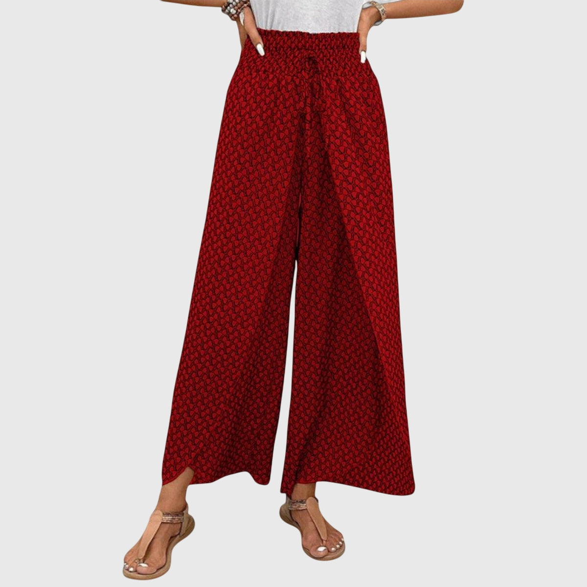 Women's Palazzo Pants | High Waist Wide Leg Drawstring Print