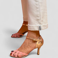 Women's Kitten Heels | Open Toe Strappy Peep Leather