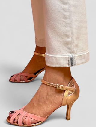 Women's Kitten Heels | Open Toe Strappy Peep Leather