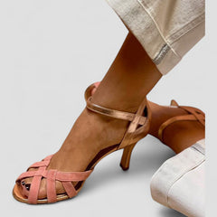 Women's Kitten Heels | Open Toe Strappy Peep Leather