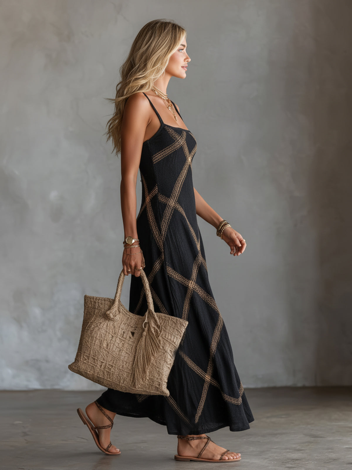 Women's Beach Dress | Maxi Length Square Neck Sleeveless