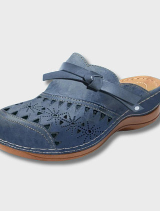 Women's Mules | Hollow-Out Design Flat Bow Closure