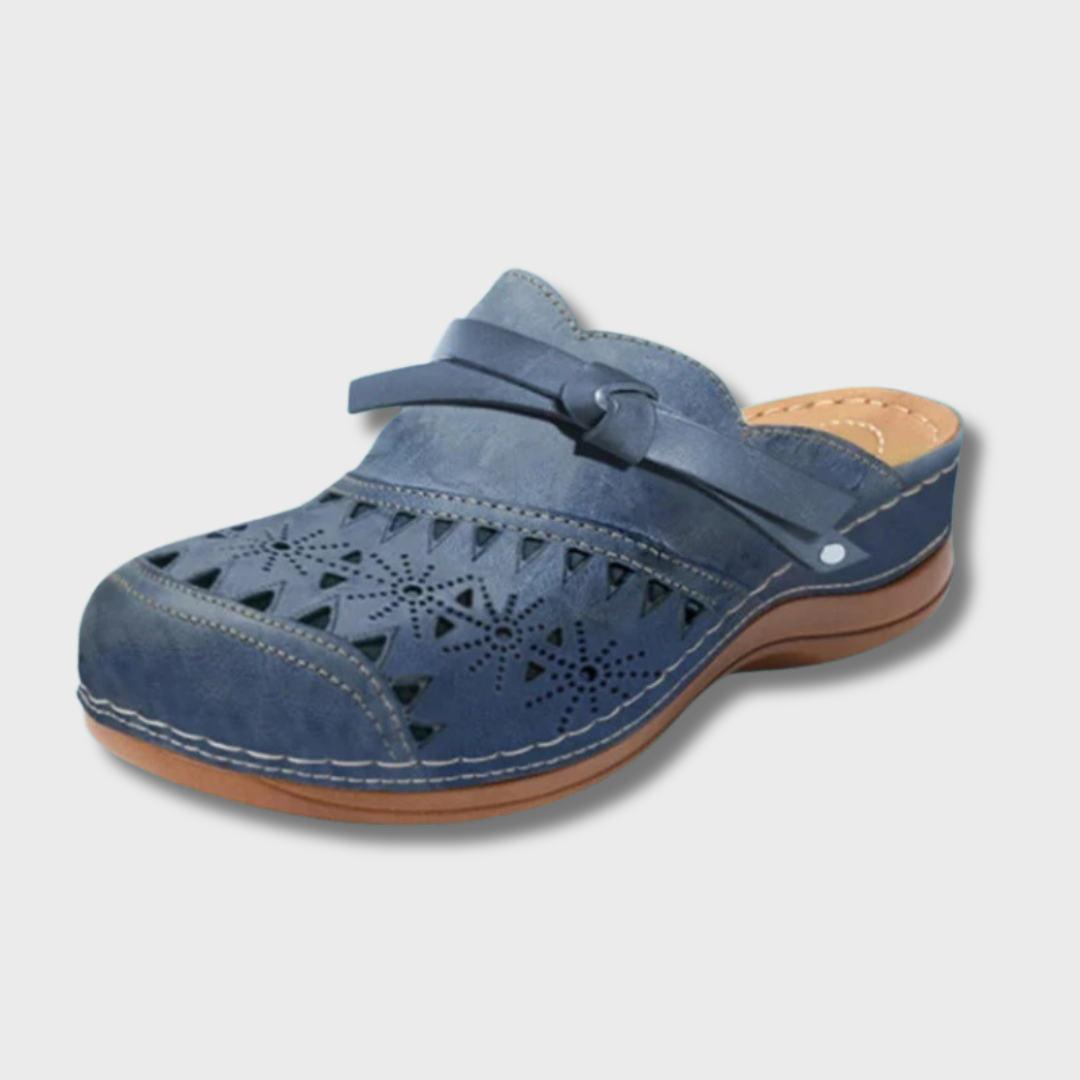 Women's Mules | Hollow-Out Design Flat Bow Closure