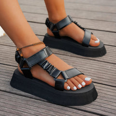 Women's Platform Sandals | Open Toe Velcro Chunky Platform