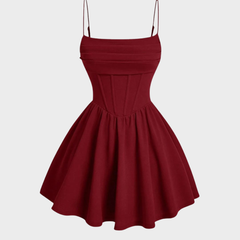 Women's Red Dress | Mini Length Corset Cami Straps