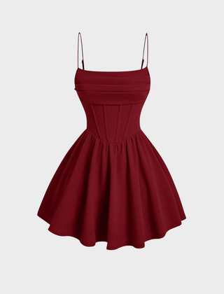 Women's Red Dress | Mini Length Corset Cami Straps