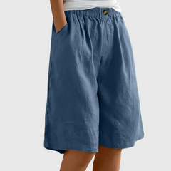 Women's Bermuda Shorts | Knee-Length Elastic Waist Pockets