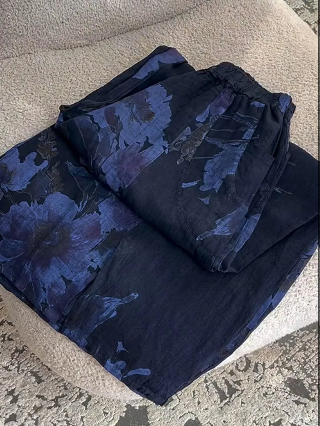 Women's Linen Pants | Floral Print Casual Elastic Waist