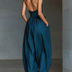 Women's Playsuit | Cross Halter Neckline Sleeveless Wide Leg