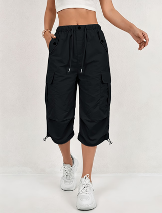 Women's Capri Pants | Cargo Pockets Drawcord Relaxed Fit