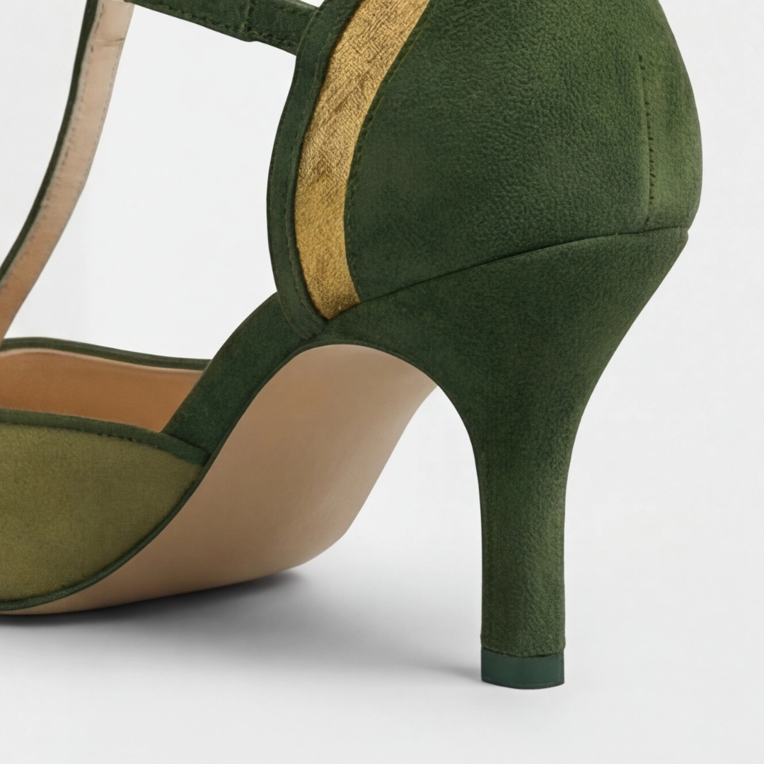 Women's Kitten Heels | T-Strap Rounded Toe Suede