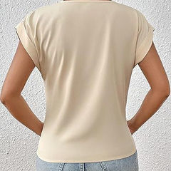 Women's T Shirt | V Neck Short Sleeve Twist Front