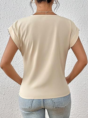 Women's T Shirt | V Neck Short Sleeve Twist Front