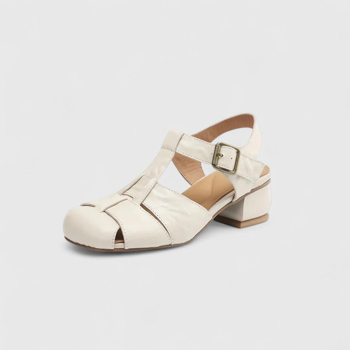 Women's Chunky Sandals | Square Toe Buckle Leather