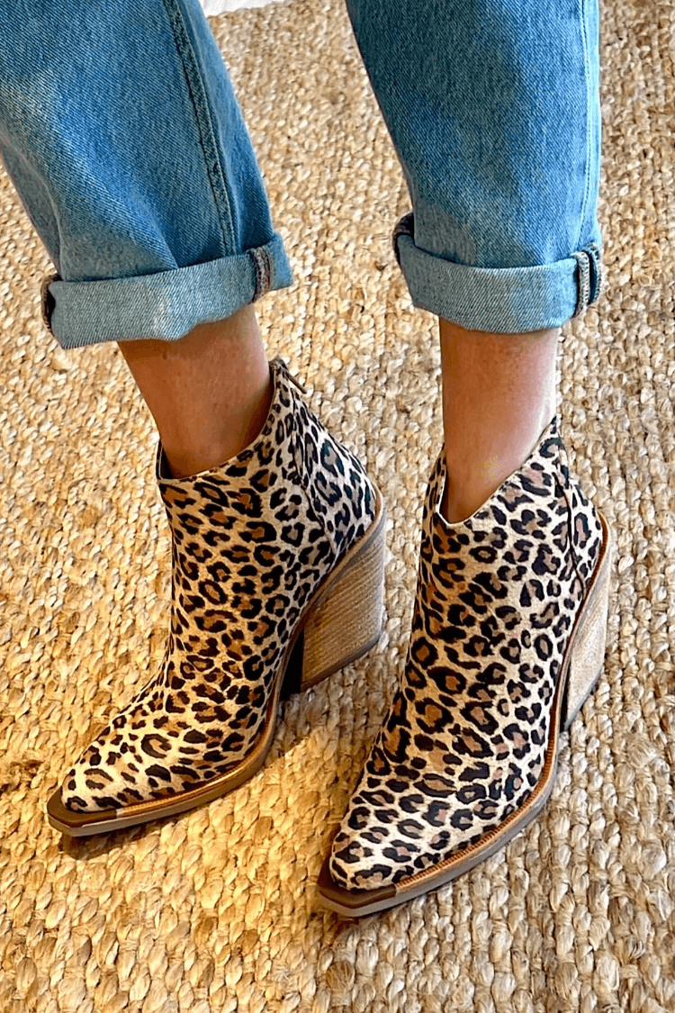 Women's Cowboy Boots | Pointed Toe Leopard Print Block Heel