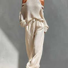 Women's Halter Neck Top | Cold Shoulder Knit Turtleneck