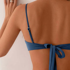 Women's High Waisted Bikini | Sweetheart Neckline Tie Back Pleated