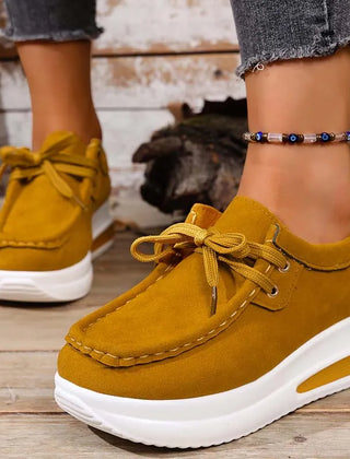 Women's Platform Sneakers | Lace Up Cushioned Suede