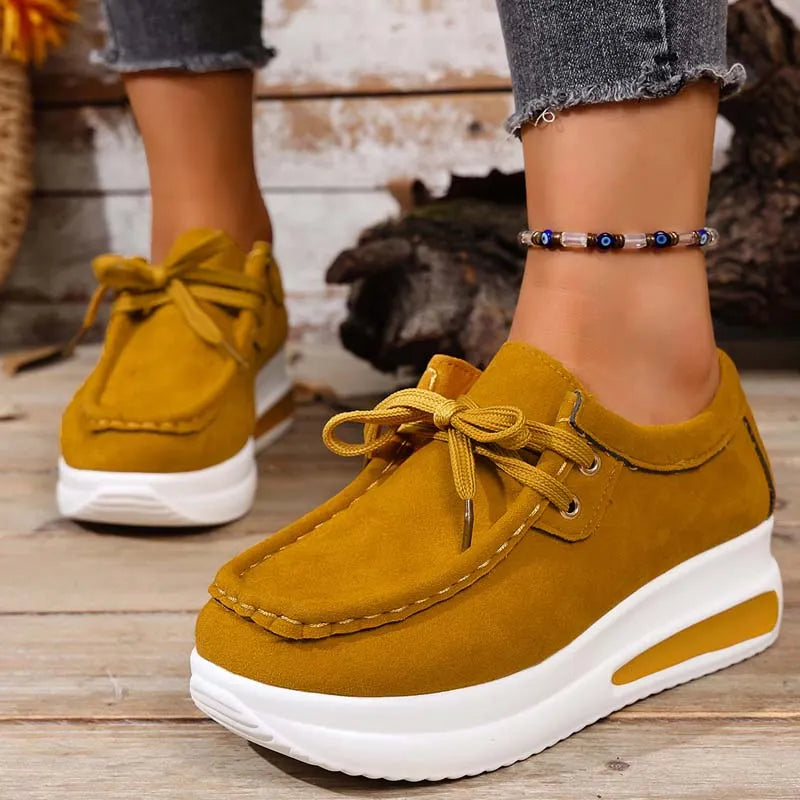 Women's Platform Sneakers | Lace Up Cushioned Suede