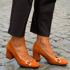 Women's Chunky Sandals | Square Toe Block Heel Metal Strap