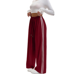 Women's Palazzo Pants | Wide Leg Drawstring Stripe