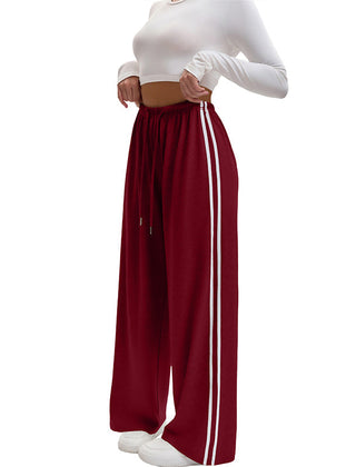 Women's Palazzo Pants | Wide Leg Drawstring Stripe