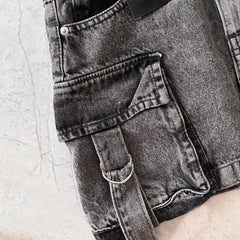 Women's Denim Skirt | A-Line Mini Cargo Multi-Pocket