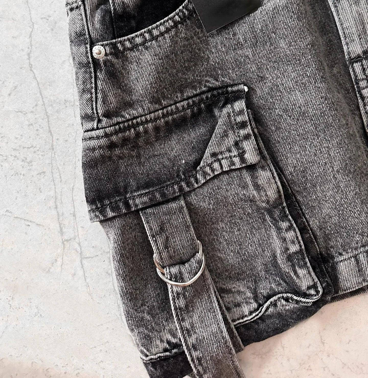 Women's Denim Skirt | A-Line Mini Cargo Multi-Pocket