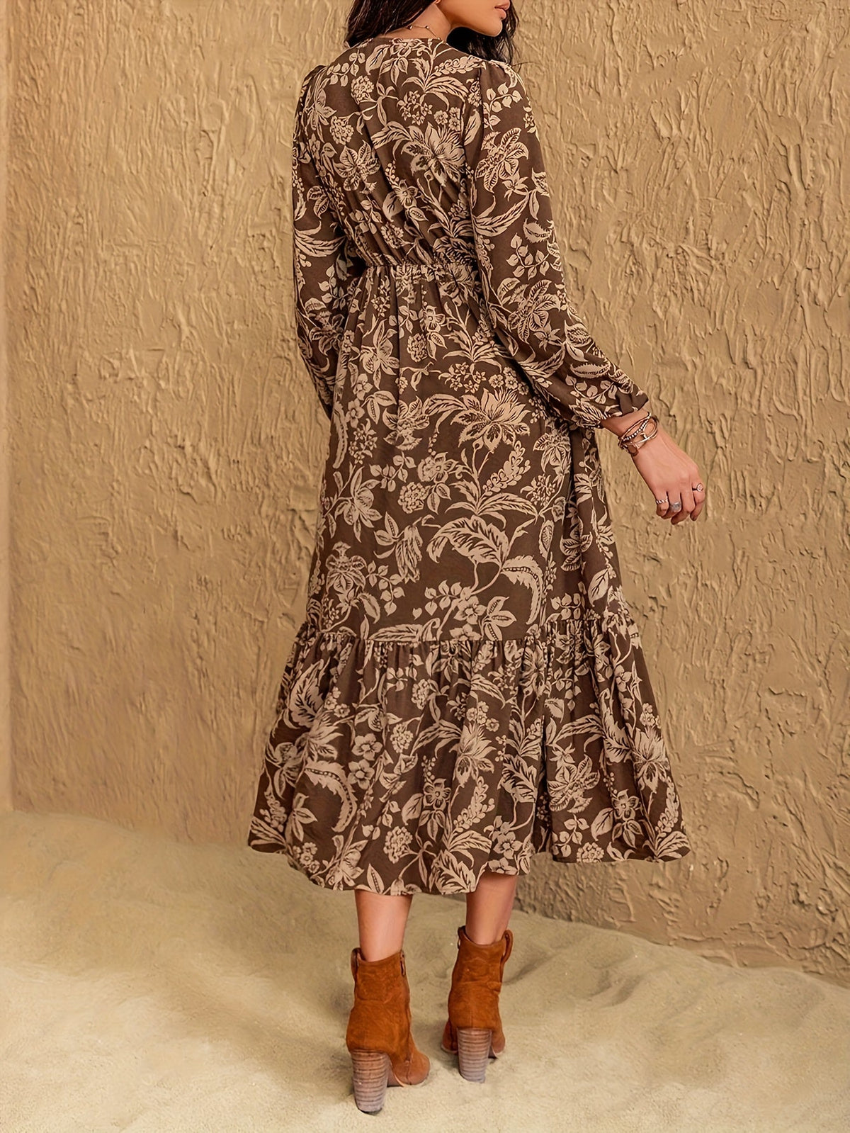 Women's Lace Dress | V-Neck Floral Long Sleeve
