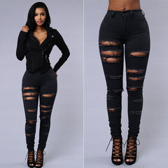 Trendy women's skinny jeans with a high waist and flattering pencil cut, ideal for a stylish casual outfit.