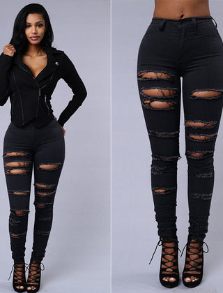Trendy women's skinny jeans with a high waist and flattering pencil cut, ideal for a stylish casual outfit.