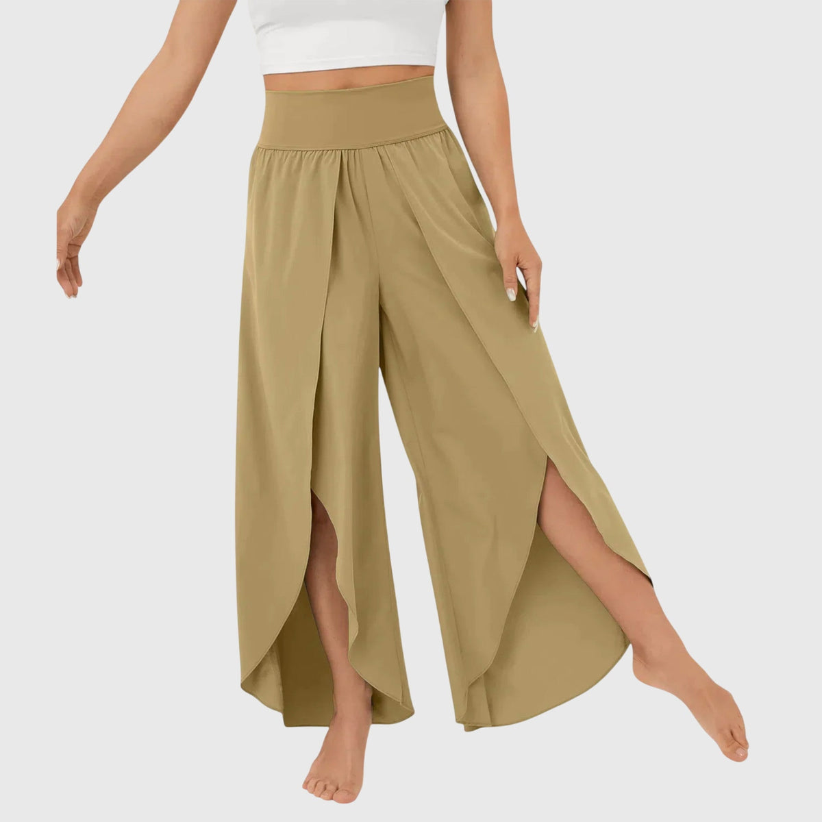 Women's Flare Pants | High Waist Wide Leg Split