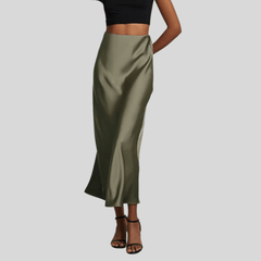 Women's Satin Skirt | Midi Length High Waist Fishtail