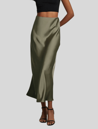 Women's Satin Skirt | Midi Length High Waist Fishtail