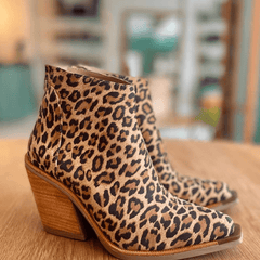 Women's Cowboy Boots | Pointed Toe Leopard Print Block Heel