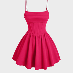 Women's Red Dress | Mini Length Corset Cami Straps